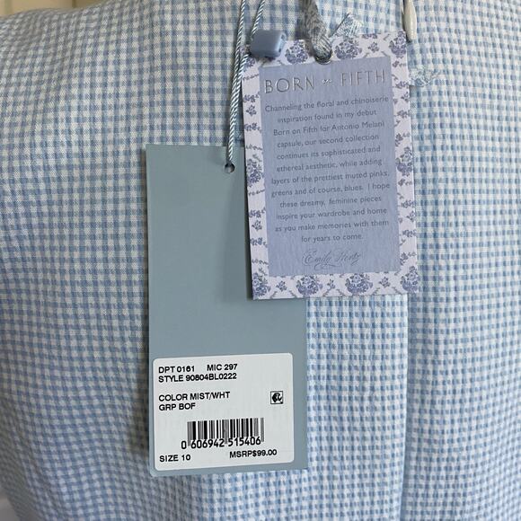 Antonio Melani Gingham Top Sleeveless Peplum Sz 10 White Blue Born on Fifth NWT - Picture 3 of 15